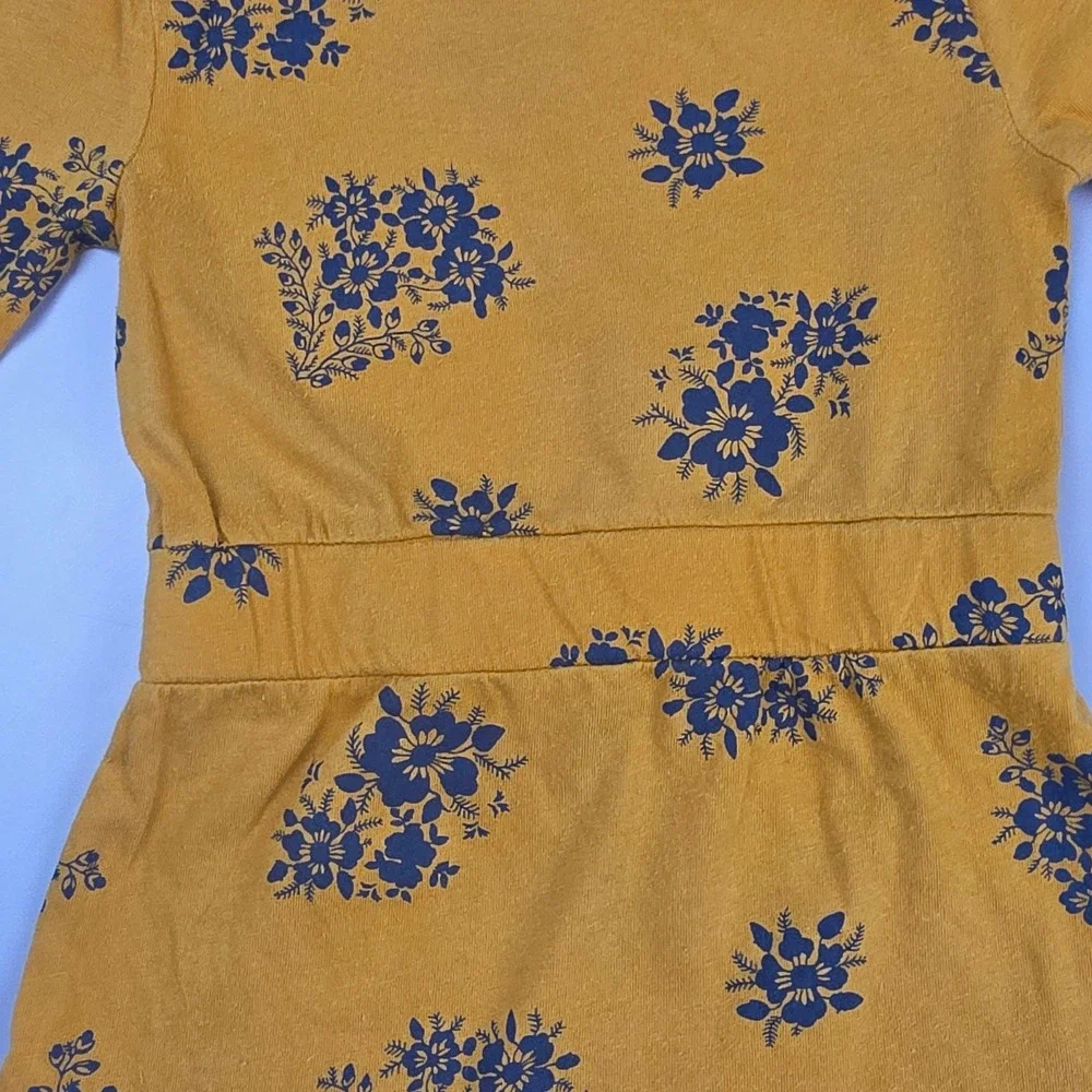 Old Navy Floral Long Sleeve Dress Girls 2T Yellow Excellent Cotton Jersey
